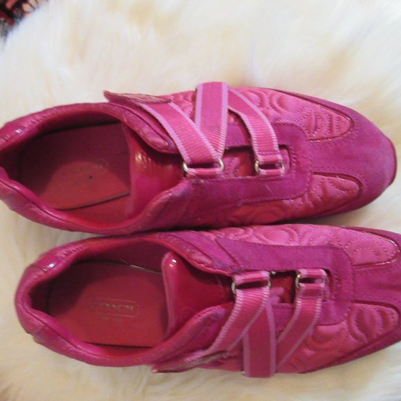 COACH pink sneakers velco/slip on  shoes Karra Size  8 1/2 - Picture 8 of 9